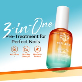modelones Nail Dehydrator and Primer, 3-in-One Vitamin A+ E & Keratin Nourishing Prep for Acrylic & Gel Nails, Supports Growth