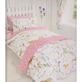 Horses Animals Girls Single Quilt Duvet Cover & Pillowcase Bedding Bed Set New