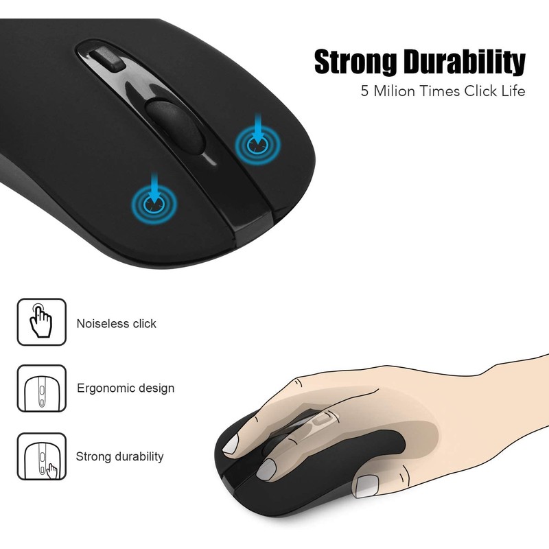 Wireless Mouse, 2.4G Slim Portable Wireless Mouse for Laptop Silent