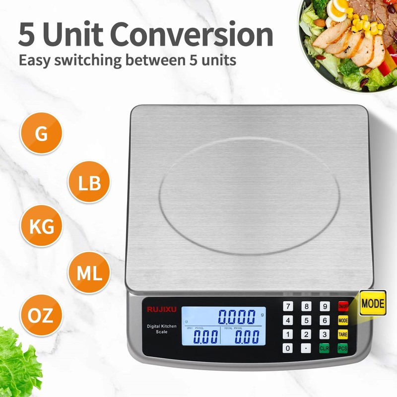 Food Scale 88lb/40kg Large Digital Kitchen Scale 0.05oz/1g with Price