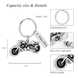XSMZB Motorcycle Cremation Urn Keychain for Ashes Memorial Keychain Pendant for Women Men Cremation Jewelry Keepsake Ash Locket(Silver)