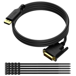 DisplayPort to DVI Cable 4 FT, DP to DVI-D Adapter Cord, Display Port to DVI Male to Male Converter Cable, Gold-Plated, 1080P@60Hz, for PC, Desktop, Laptop, HDTV, Projector, Monitor, with 25 Ties