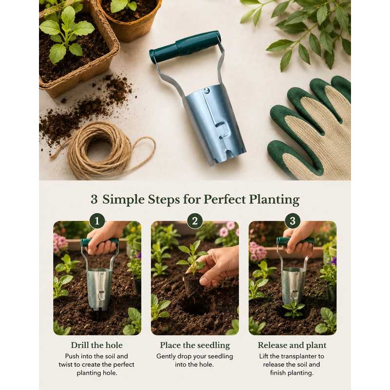 Handheld Bulb Planter for Garden Planting – Soil Release Transplanter