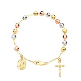 Luxe & Co. Jewelry Our Lady of Guadalupe Crucifix Rosary Beaded 14K Gold Bracelet, One Size, 14k gold, no gemstone