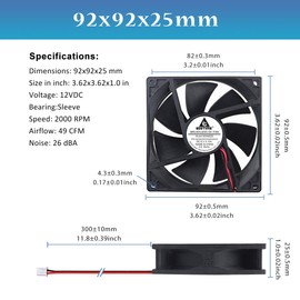 GDSTIME Small Fans, Dual 92mm x 25mm 12V 0.12A Small Brushless Cooling Fans for Computer PC RV Fridge Coleman Cooler Cooling