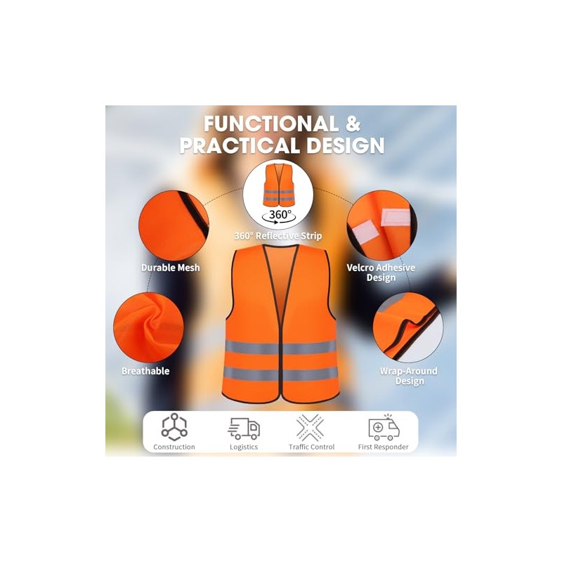 Romon High Visibility Vests for Car, Pack of 3 High