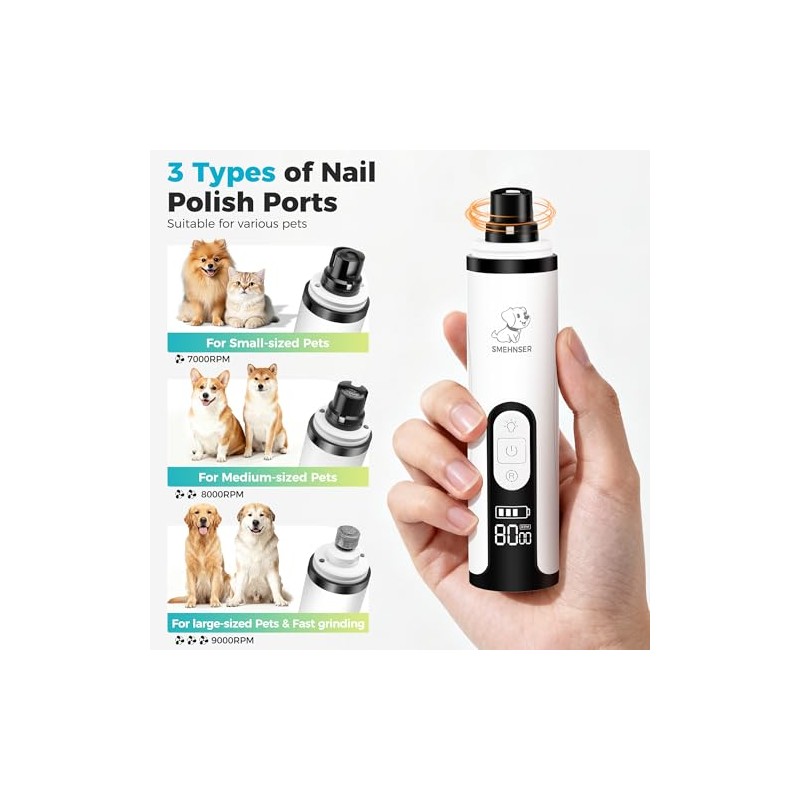 Upgraded Silent Dog Nail Grinder, Cordless Grooming Pro Nail Grinder