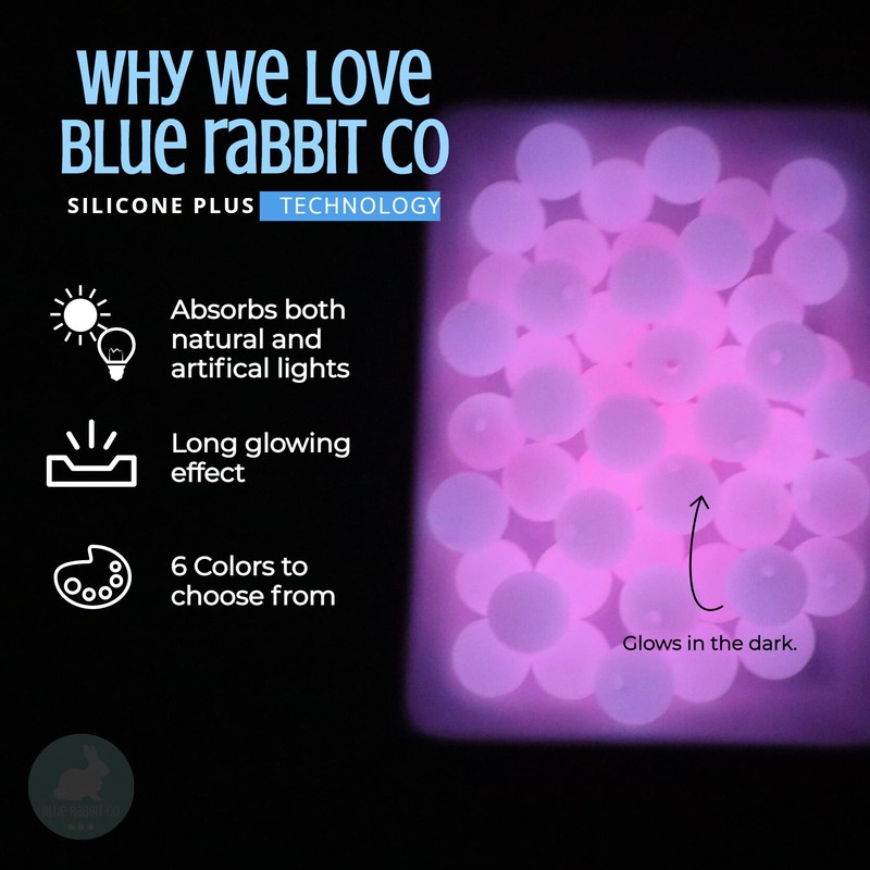 Violet Glow in The Dark Silicone Beads by BLUE RABBIT