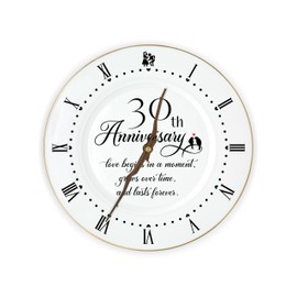 Treble Bee 30th Anniversary Porcelain Clock with Gold Trim, 30 Years Wedding Gifts Idea for Parents, Unique 30th Anniversary Decorations for Husband or Wife -10 inch Elegant Bone China Clock