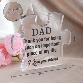 Gifts for Dad from Daughter,Dad Acrylic Puzzle Plaque,Dad Birthday Gift,thanksgiving, Christmas Gifts for Dad,Father Gifts from Son,Love You forever Dad