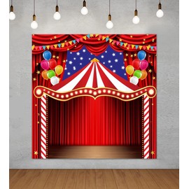 Chloroplastid Circus Carnival Backdrop 10x10ft Carnival Theme Party Decorations Circus Trunk Or Treat Decor Banner Newborn Baby Shower Birthday Photography Background Photoshoot Photo Booth