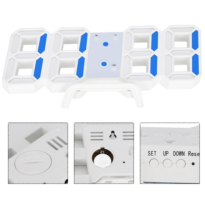 3D Digital LED Wall Clock Alarm Number Time Display USB