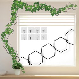 24 Pcs Chain Trellis for Climbing Plants, 120 Inch Long Metal Plant Trellis Indoor Outdoor, Garden Wall Vine Support Trellis, Plant Accessories for Ivy, Peonies, Hexagonal Design Black
