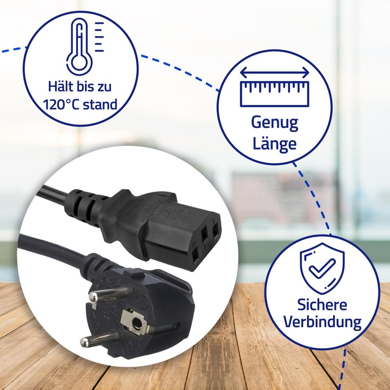 Power Cable 4 m – Plug Schuko and IEC C15