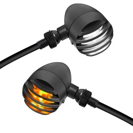 NTHREEAUTO LED Motorcycle Turn Signals Blinkers Smoked Front Running Light Universal Compatible with Harley Sportster Honda Shadow Suzuki Yamaha Kawasaki Vulcan Ninja Bobber 12V Motorbikes