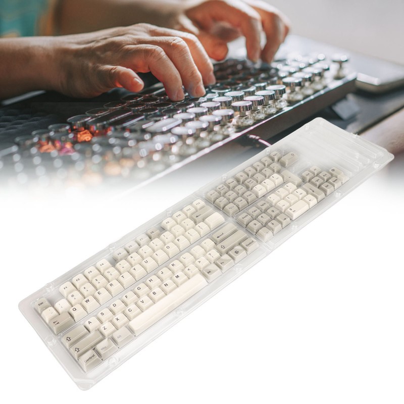 Keyboard Keycaps Retro Grey White 122 Keys PBT Theme Keycap