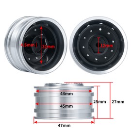 AXspeed Metal front rims, 2 pieces wheel hubs for 1:14 Tamiya trailer tractor car accessories, Silver