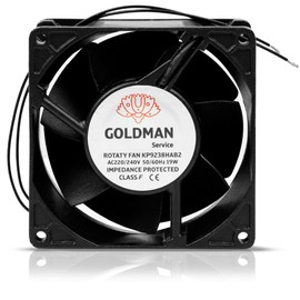 GOLDMAN SERVICE Axial Fan for Fireplace Cassette Insertable High Temperature Metal Universal (92 x 92 x 38 mm)