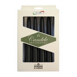 Cereria Di Giorgio - Set da 6 Candele Coniche Laccate - Colore Nero - Diametro 2.2 cm Altezza 21 cm - Durata 5 ore - Standard per Candelabri