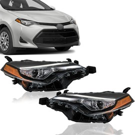 Silscvtt Headlights Assembly Driver and Passenger Side Compatible Replacement for 2017-2019 Toyota Corolla CE/L/LE/LE ECO OE Style