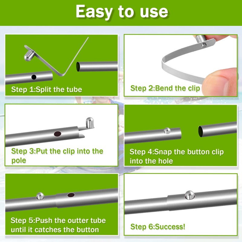 Moxweyeni 8 Pieces Push Button Spring Clips Tent Pole Clips