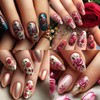 ROFIBUT Rose Nail Art Stickers 5D Embossed Retro Flower Nail
