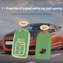 5 Buttons Car Key Fob Cover Compatible with Honda Accord Civic CRV,Soft TPU Key Fob Case,Car Essentials Key Fob Protector (Green)