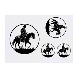 4 x 'Cowboy Riding Horse ' Temporary Tattoos - Water Resistant, Skin-Safe, Non-Toxic Transfers, Mixed Sizes (TO00073356)