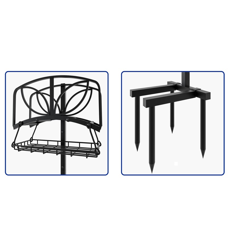 Fire Beauty Garden Hose Holder with Storage Basket,Heavy-Duty,80+ lb Capacity,Rust-Proof