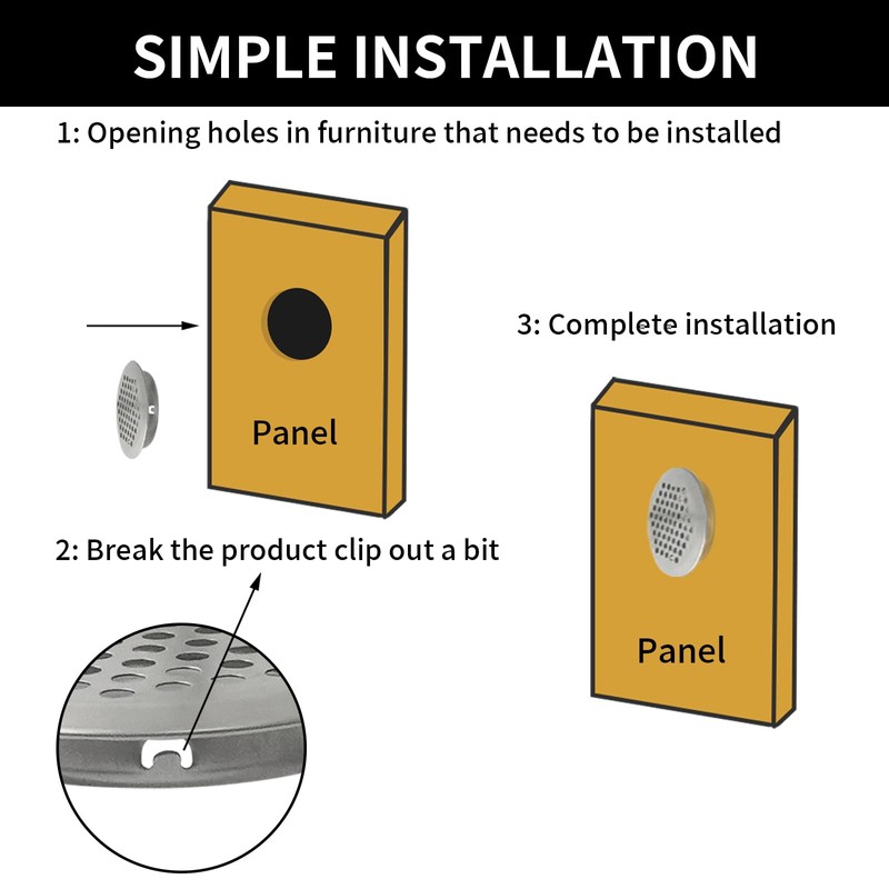 BuxiuGK Pack of 20 53 mm Stainless Steel Round Ventilation