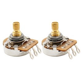 Musiclily Pro HD A250K Full Brass Metric Coarse 18-Spline Split Shaft Pots Audio Taper Potentiometers for Electric Guitar Bass (Set of 2)