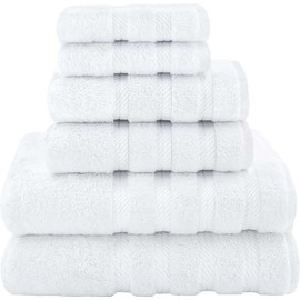 Psanob Luxury 6 Piece Turkish Towel Set, 100% Cotton Water Absorbent Towels for Bathroom, Bath Towel Set - 100% Cotton Bath Towels Towel Set (White)