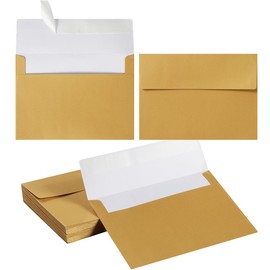 50 Pieces Metallic Color Self Seal Envelopes for Greeting Cards, Invitations, Postcards (Gold, 5x7)