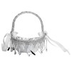 Wedding Flower Girl Basket Silver Hand Flower Basket Romantic Rhinestone
