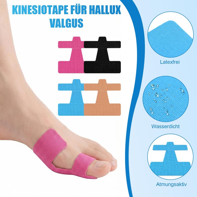 Hallux Valgus Kinesiotape, 60 Pre-Cut Hallux Valgus Tape