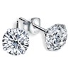 BISAER 925 Sterling Silver 4MM Cubic Zirconia Stud Earrings for