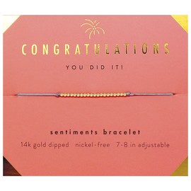 Congratulations Gifts for Women - 14k Gold Beaded Bracelet on Sentimental Message Card is an Adorable way to Wish Congrats on Her Graduation, Homecoming, New Job, Home, Engagement, Wedding, Retirement