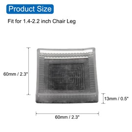 sourcing map 4pcs 3x3 in Rubber Furniture Caster Cups Square Chair Leg Floor Protector Non-Slip Furniture Pad Grips with Felt Pad for Hardwood Floors, Transparent (Fit 1.4-2.2 Inch Chair Leg)