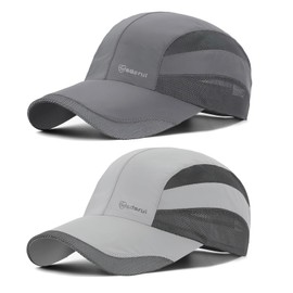 AYPOW Quick-Drying Baseball Cap Men Women 2 Pieces Cooling Breathable Mesh Running Hats Foldable Adjustable Sun Protection Running Cap Baseball Cap Sports Hat Outdoor Sports Summer, Dark grey + light