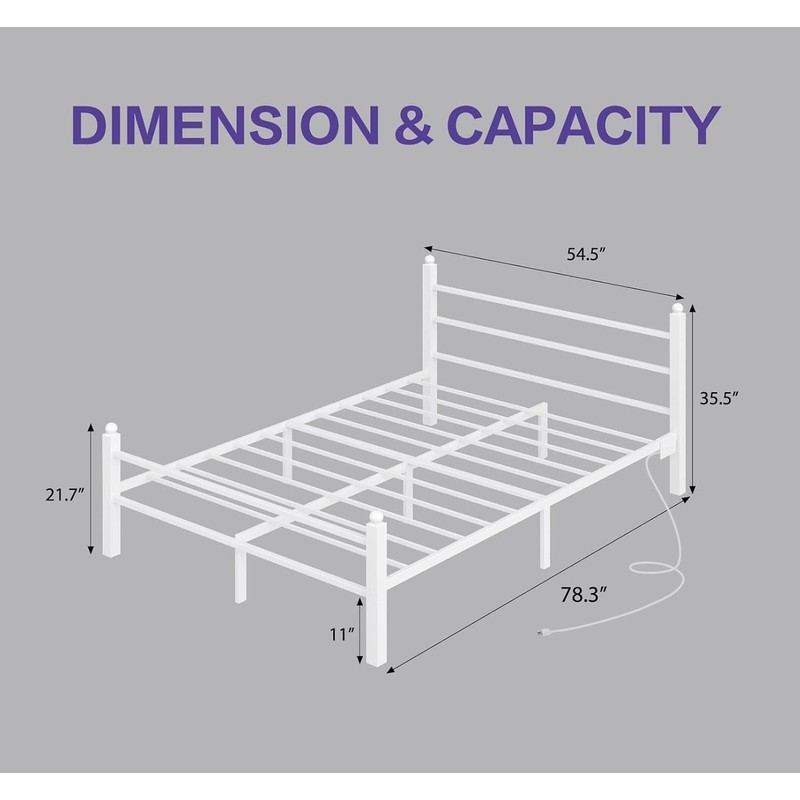 CollaredEagle Full Bed Frame with Headboard and Footboard,Heavy Duty Steel