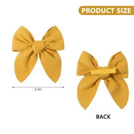 Pack of 8 Bow Hair Bows Clip, Hair Clips with Large Bow, Fabric Hair Bows Clip, Girls Bow Hair Clips, Long Silky Satin, Hair Bow Band Hair Clips (8 Colours)