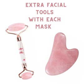 LAVÔNNÉ Rose Quartz Face Mask Facial Mask and Roller for Face to promote Relaxation and Stress Relief. Rose Quartz Gifts for Mom Quartz Gifts for mom. Stress Reliever Gifts for mom.