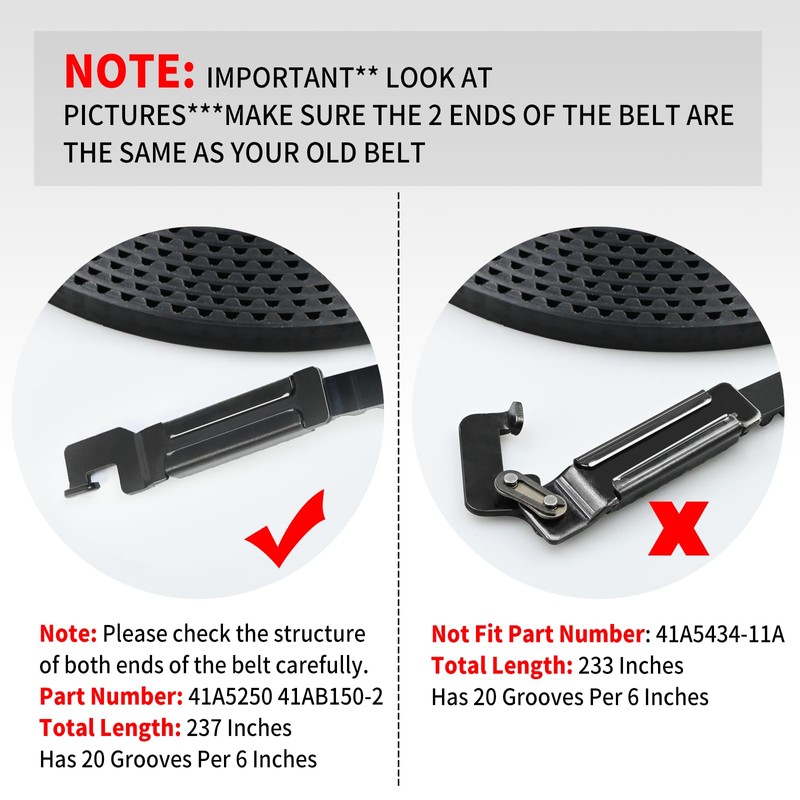 237 inch 41A5250 Garage Door Drive Opener Belt, for 7ft