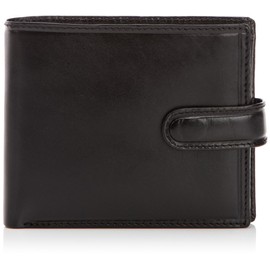 Visconti Mens Luxury Italian Leather Tabbed Wallet Monza Collection Gift Boxed (Black)