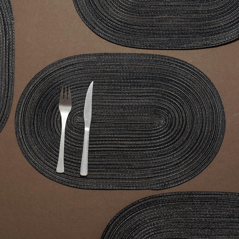 Ryncoco Oval Placemats Cotton Heat Resistant Braided Placemats Washable 13.7x19.6Inch