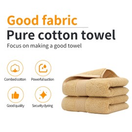 Cotton Hand Towels for Bathroom - 13.7 x 29.5 inch, Home Thickened & Soft Towels Hotel Bathroom 100% Cotton Super Soft Highly Absorbent Hand Towel for Bath, Hand, Face, Gym and Spa (Khaki)