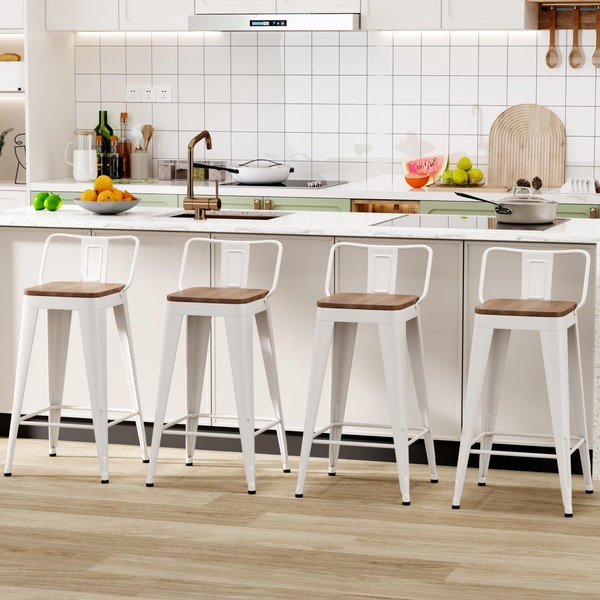 WENTMENT Bar Stools Set of 4 Counter Height Bar Stools