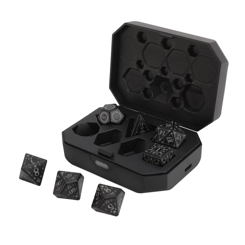7pcs Light Up LED Dice Set Glowing Polyhedral Dice with