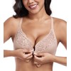 DotVol Plus Size Front Closure Flower Lace T-Back Underwire Everyday