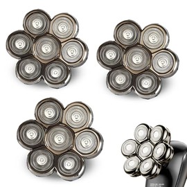 Paquete de 3 cabezales de repuesto flotantes con cuchillas 7D para afeitadoras de cabeza SHPAVER y de otras marcas, cuchillas rotativas de acero inoxidable 7D para afeitadoras rotativas para h